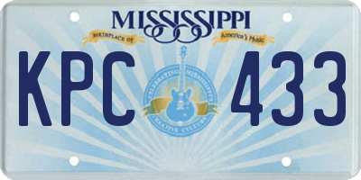 MS license plate KPC433