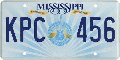 MS license plate KPC456