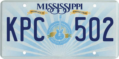 MS license plate KPC502