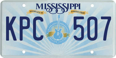 MS license plate KPC507