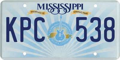 MS license plate KPC538
