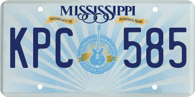 MS license plate KPC585
