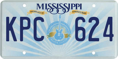 MS license plate KPC624