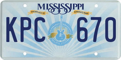 MS license plate KPC670