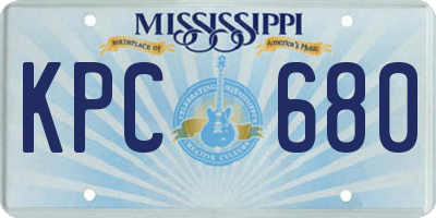 MS license plate KPC680
