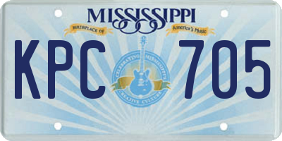 MS license plate KPC705
