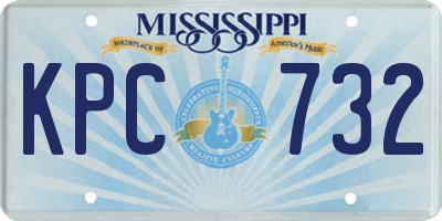 MS license plate KPC732