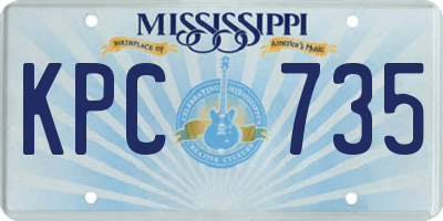 MS license plate KPC735