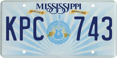 MS license plate KPC743