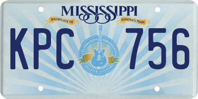 MS license plate KPC756