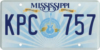 MS license plate KPC757