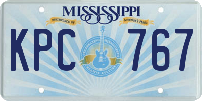 MS license plate KPC767