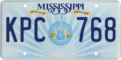 MS license plate KPC768