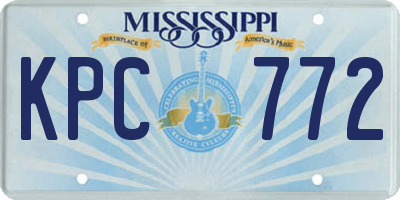 MS license plate KPC772
