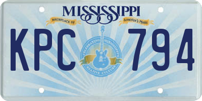 MS license plate KPC794