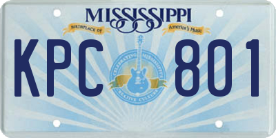 MS license plate KPC801