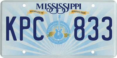 MS license plate KPC833