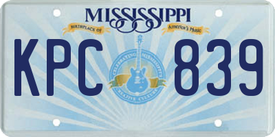 MS license plate KPC839