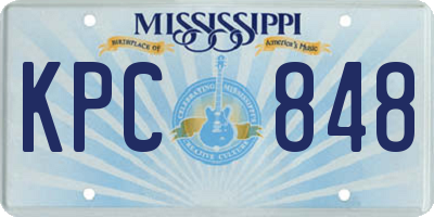 MS license plate KPC848