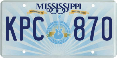 MS license plate KPC870