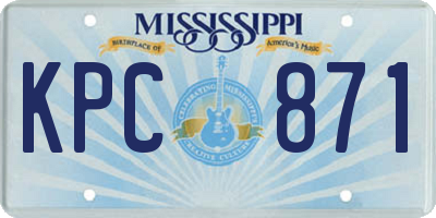 MS license plate KPC871