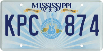 MS license plate KPC874
