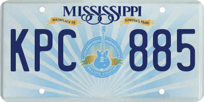 MS license plate KPC885