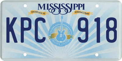 MS license plate KPC918
