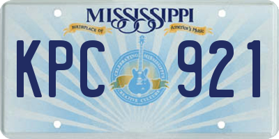 MS license plate KPC921