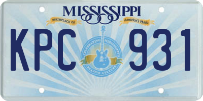 MS license plate KPC931