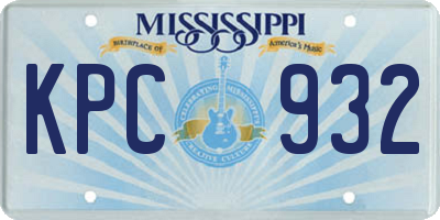 MS license plate KPC932