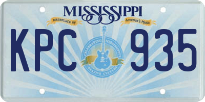 MS license plate KPC935