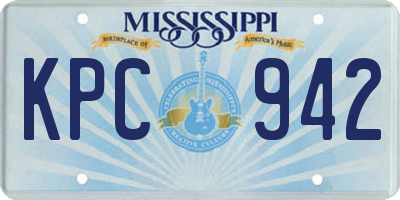 MS license plate KPC942