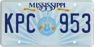 MS license plate KPC953