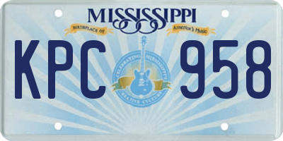 MS license plate KPC958