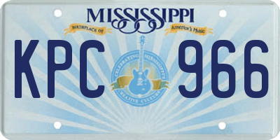 MS license plate KPC966
