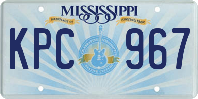 MS license plate KPC967