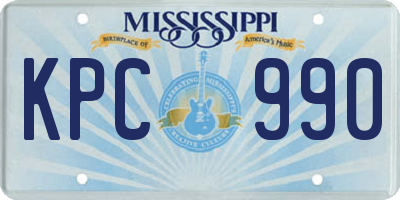 MS license plate KPC990