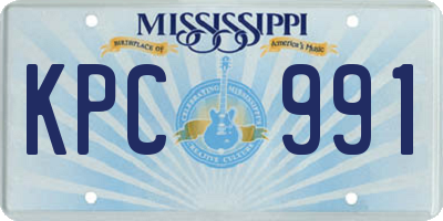 MS license plate KPC991