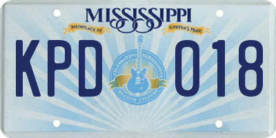 MS license plate KPD018