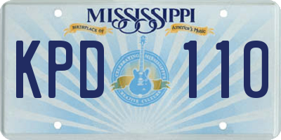 MS license plate KPD110