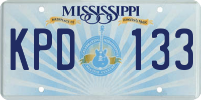 MS license plate KPD133