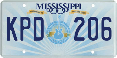 MS license plate KPD206