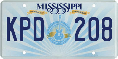 MS license plate KPD208