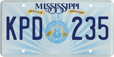 MS license plate KPD235