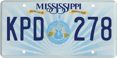 MS license plate KPD278