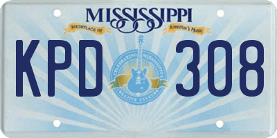 MS license plate KPD308