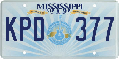 MS license plate KPD377