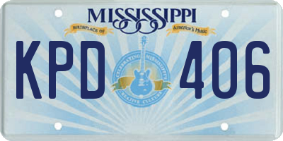 MS license plate KPD406