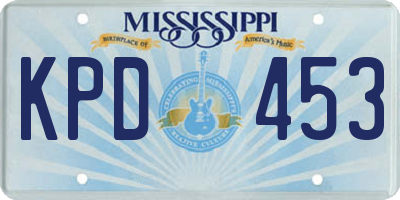 MS license plate KPD453